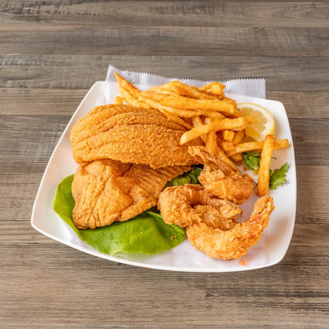 3 Jumbo Shrimp & 2 Tilapia.