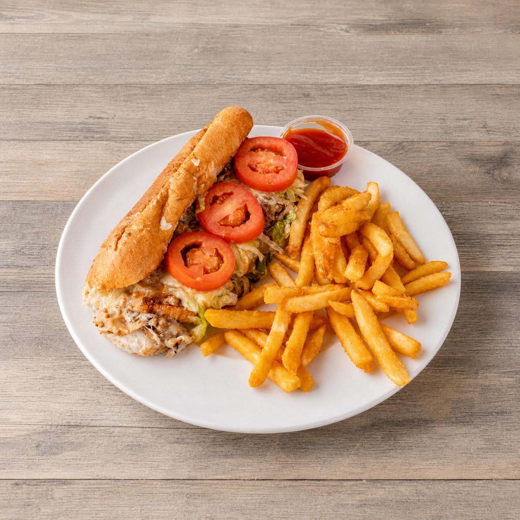 CHICKEN Philly Cheesesteak.