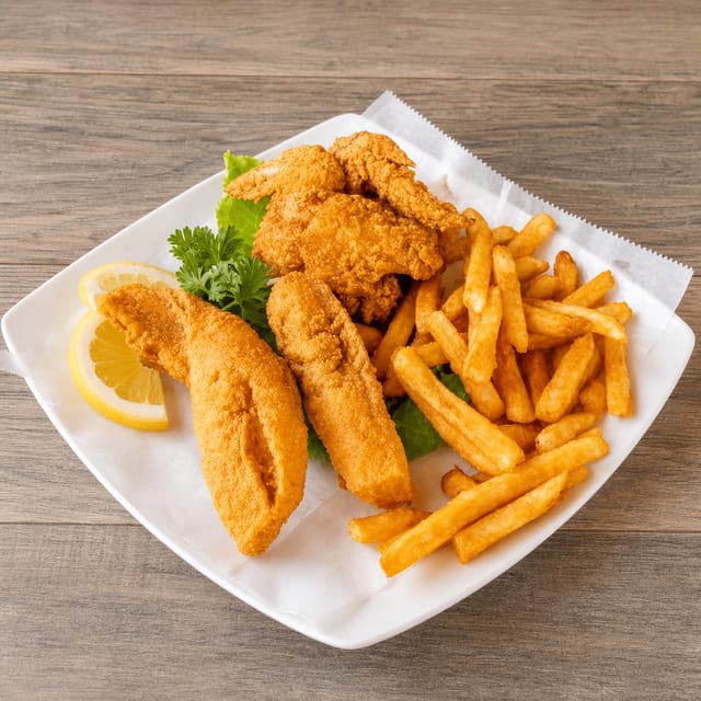 3 Wings + 2 Catfish Fillet.