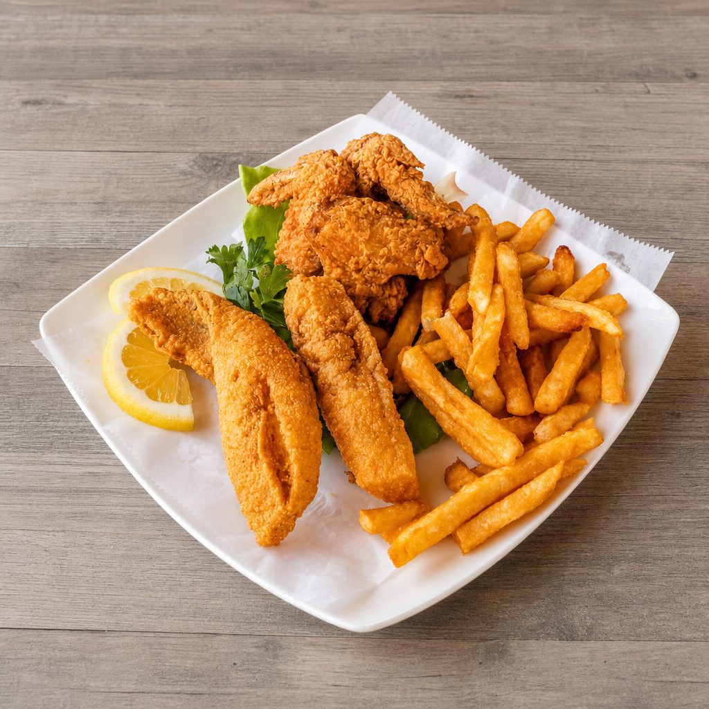 3 Wings + 2 Codfish.