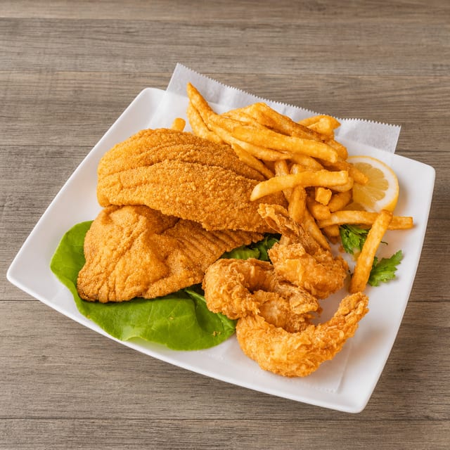 3 Jumbo Shrimp & 2 Tilapia.