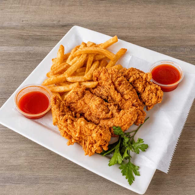 10 Chicken Tenders With Fries.