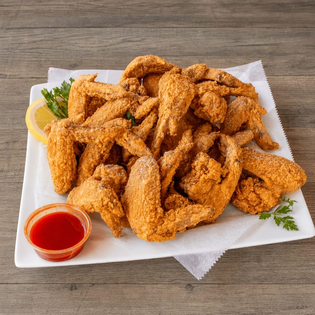 50 Wings With Large Fries.