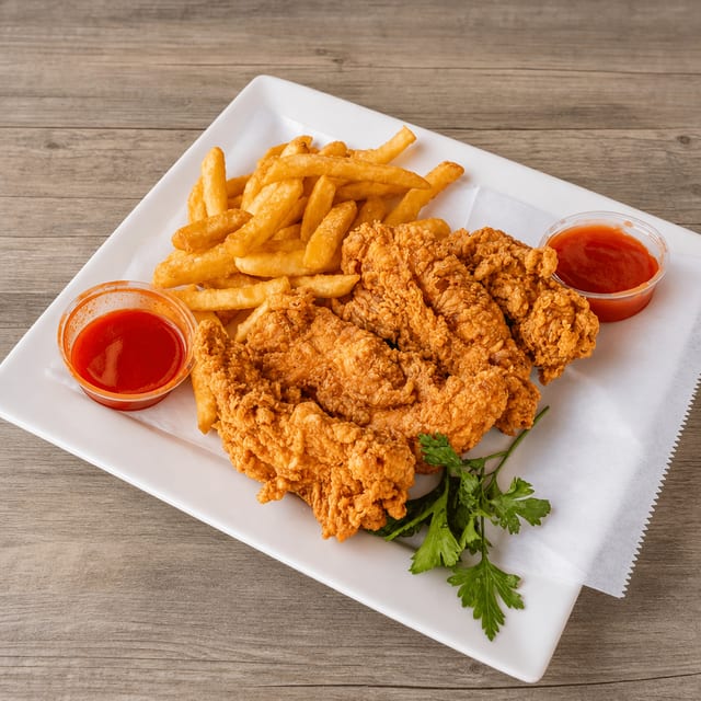 5 Chicken Tenders With Fries.