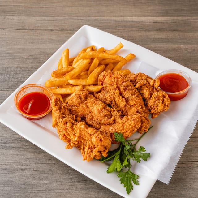 75 Chicken Tenders With 1\2 Pan Fries.
