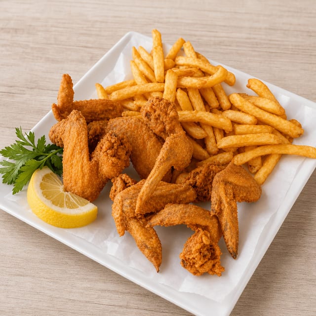 7 Wings With Fries.