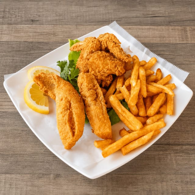 3 Wings + 2 Catfish Fillet.