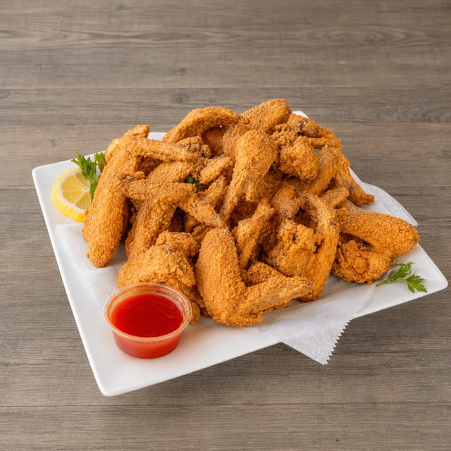 75 Wings With 1\2 Pan Fries.