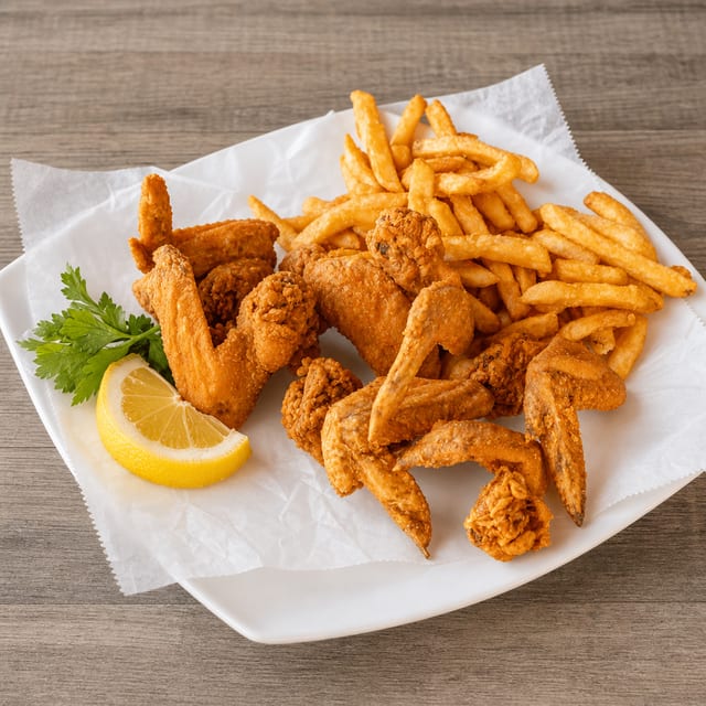 6 Wings With Fries.