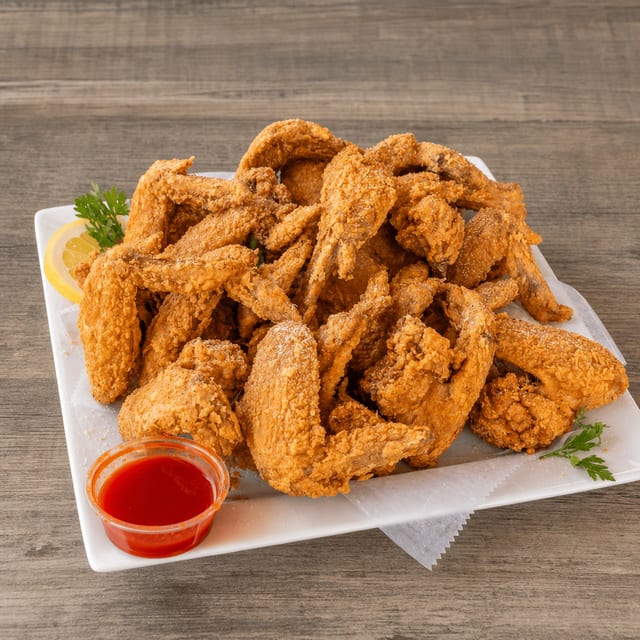 75 Wings With Large Fries.