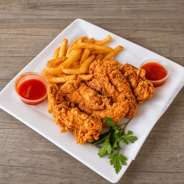 50 Chicken Tenders With 1\2 Pan Fries.