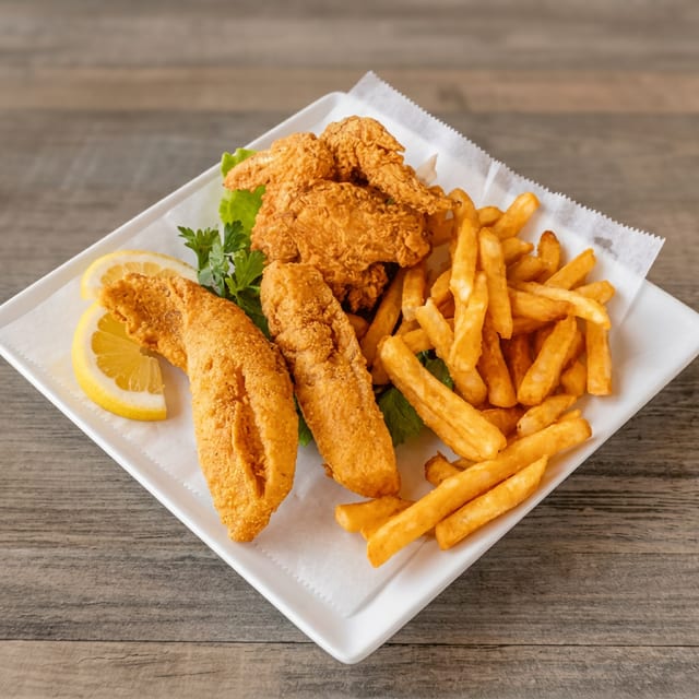 3 Wings + 2 Catfish Fillet.