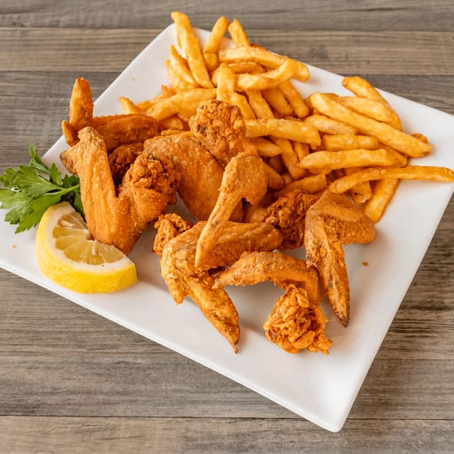 6 Wings With Fries.