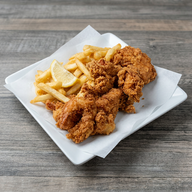 3 Tenders & 3 Jumbo Shrimp.